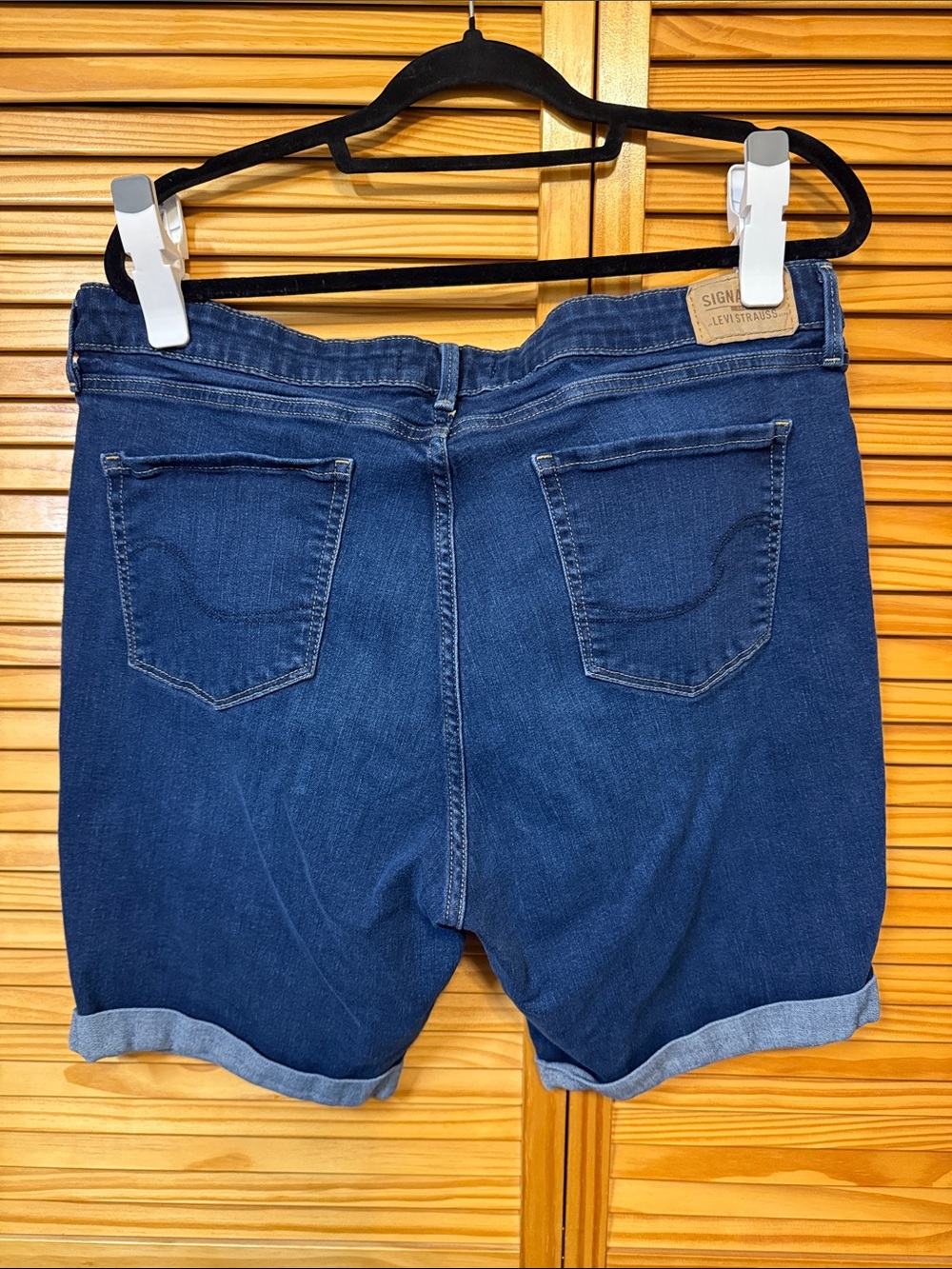 Levi's Dark Blue Rolled-Hem Denim Bermuda Shorts - Picture 3 of 5